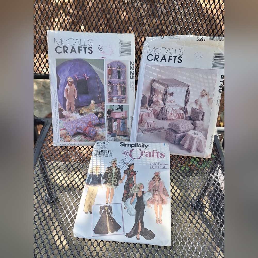 Simplicity and McCalls  11 1/2 Inch Doll Clothes Pattern and Crafts